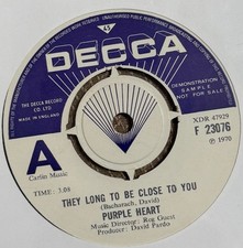PURPLE HEART - They Long To Be Close To You - Jackie Lynton & Andee Silver UK 45