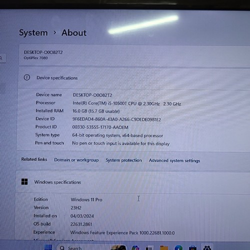 Dell Optiplex 7080 Micro Desktop PC Intel i5-10500 16GB DDR4 500GB NVMe SSD