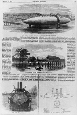 View Winans Steamship during construction after launching longitudinal end
