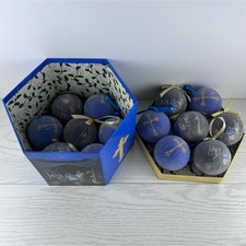 Nativity Scene Christmas Ornaments Glitter Blue Gold Cross Religious Decor