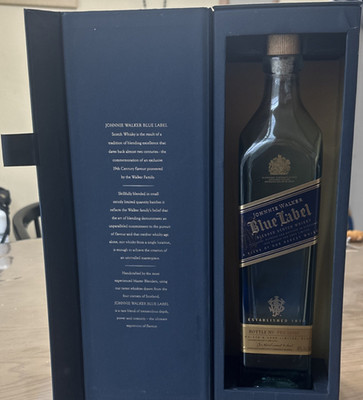 Johnnie Walker Blue Label Blended Scotch Whisky Bottle w/ Blue Presentation Box