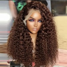Deep Wave 13x4 13x6 Hd Lace Frontal Wig Brown Curly Human Hair Water Wave Wigs