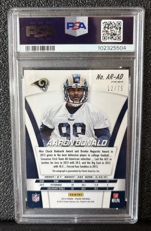 Panini Prizm 2014 Aaron Donald rojo automático/75 novato #ARAD Foto 2 de 2