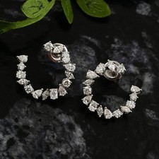 Multishape Natural Diamond Stud Earrings 14k White Gold Any Ocassion Gift