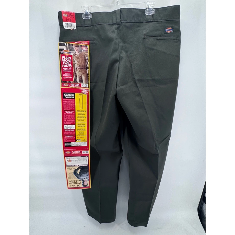 Vintage Dickies Mens Wrinkle Free Plain Front Twill Work Pants Size 42x30 Green - Image 3 of 4