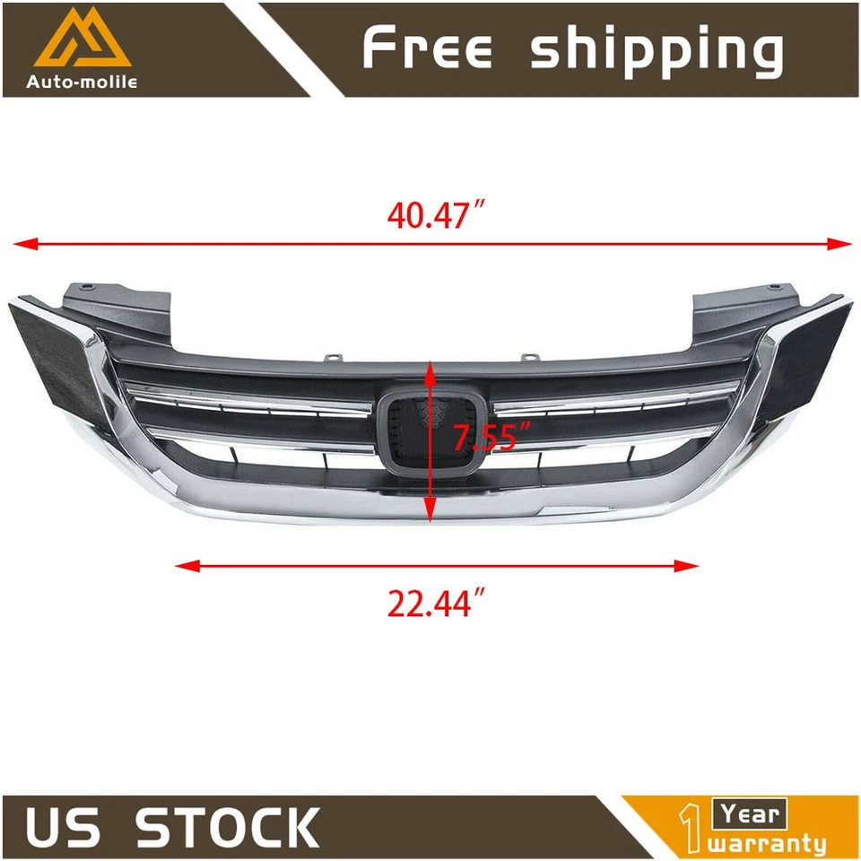 For Honda Accord Sedan 2013-2015 Chrome Front Bumper Upper Replace Grill Grille - Image 2 of 4