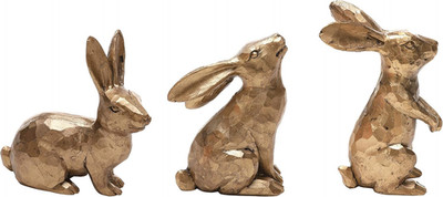 Polyresin Bunny Decor Rabbit Figurines, Easter Bunny Statue Set of 3 for Spring