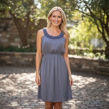 Francescas Collections Gray Beaded Neckline Sleeveless Cocktail Dress Size M