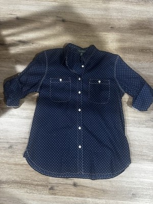 Vintage Lauren Jeans Co. Ralph Lauren Women s L Polka Dot Cotton button up