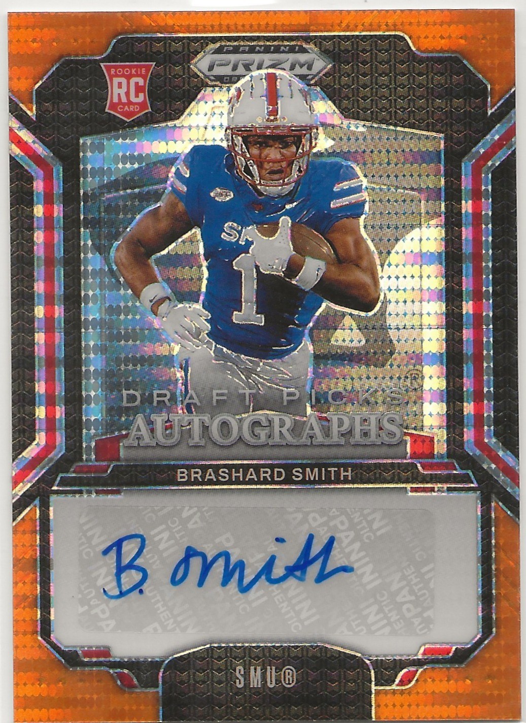 2025 Panini Prizm Draft Picks Brashard Smith Draft Picks Auto Orange Pulsar #/75