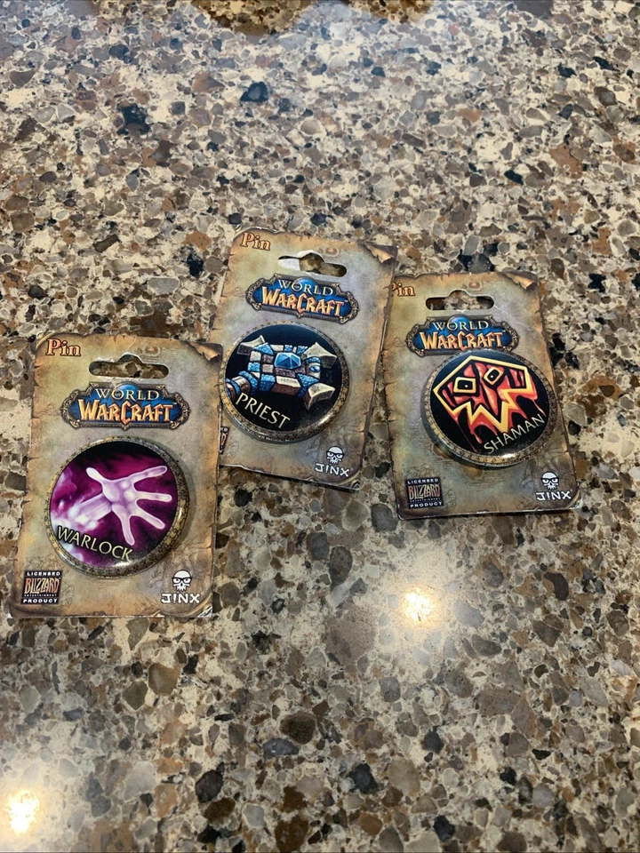World Of Warcraft Jinx Blizzard Buttons Pins Lot Of 3 Warlock Priest Shaman BS3 - Image 2 of 4