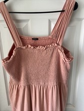Express Tiered Maxi Dress Sz XL Linen Smocked Bodice Boho Cottagecore Prairie