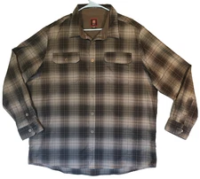 Swiss Tech Mens Collared Long Sleeve Gray Black Polyester Shirt Button Size 2XL