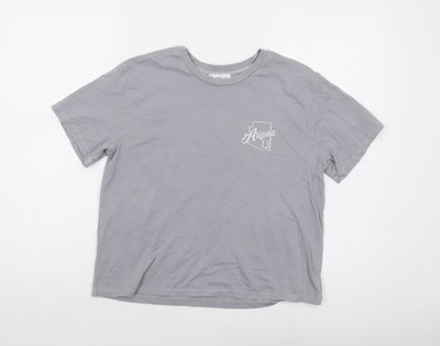 Mango Damen T-Shirt Grau Baumwolle Basic Größe S Rundhalsausschnitt