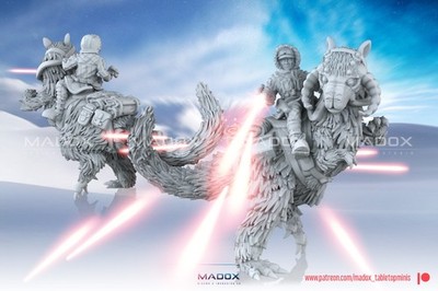 Star Wars Legion 3d printed - Taun Taun Han Solo Mounted - Legion Scale