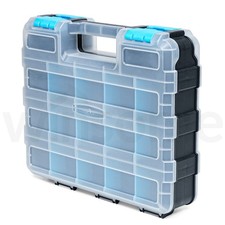 Double Sided 34 Compartment Tool Box Organiser Plastic Small Storage Box Crafts