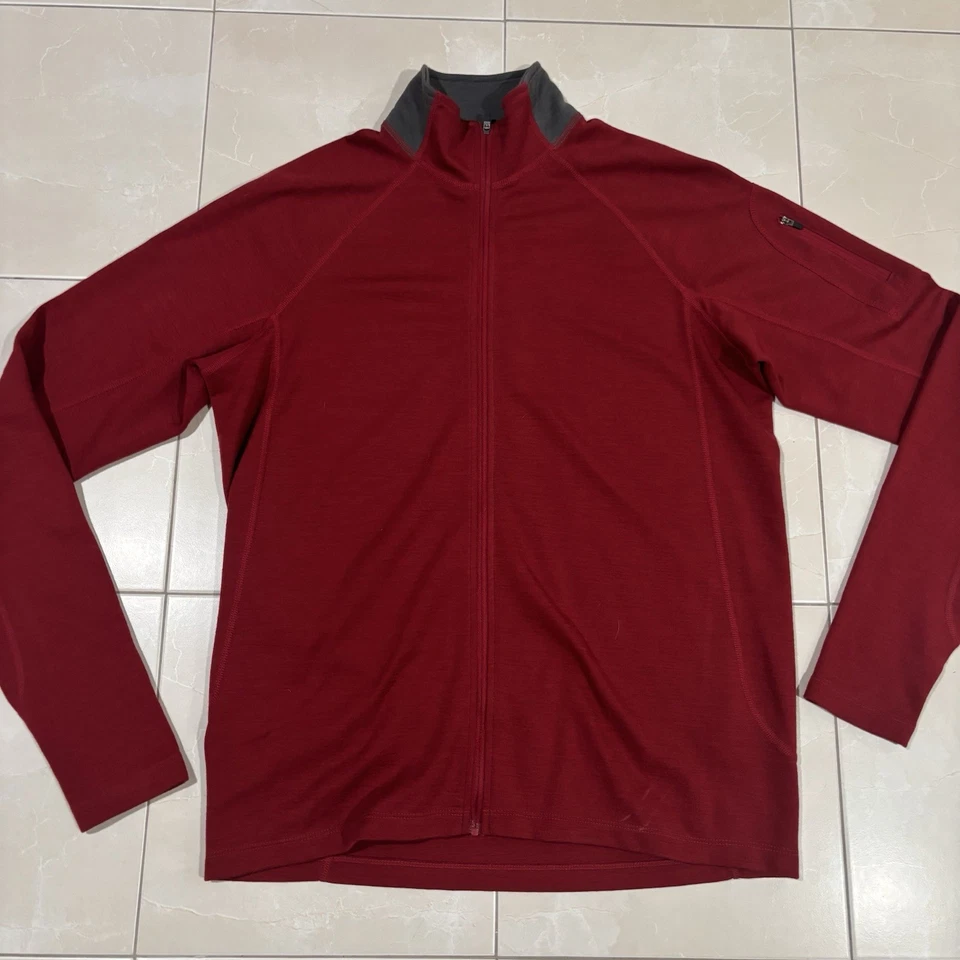 Ibex Full Zip New Zealand Merino Wool Sweater Men’s Large Red Outdoors Gorp Hike - Image 2 of 4