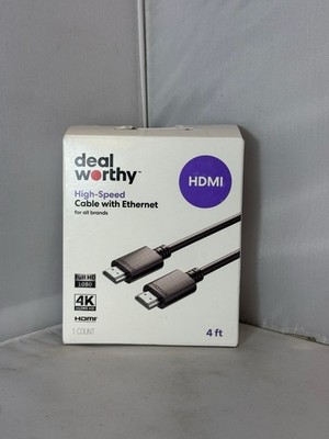 HDMI Cable 4ft High Speed with Ethernet Black Universal for TV PS5 Xbox PC NEW