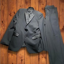 Herren Smoking schwarz 40 L Satin Revers form...