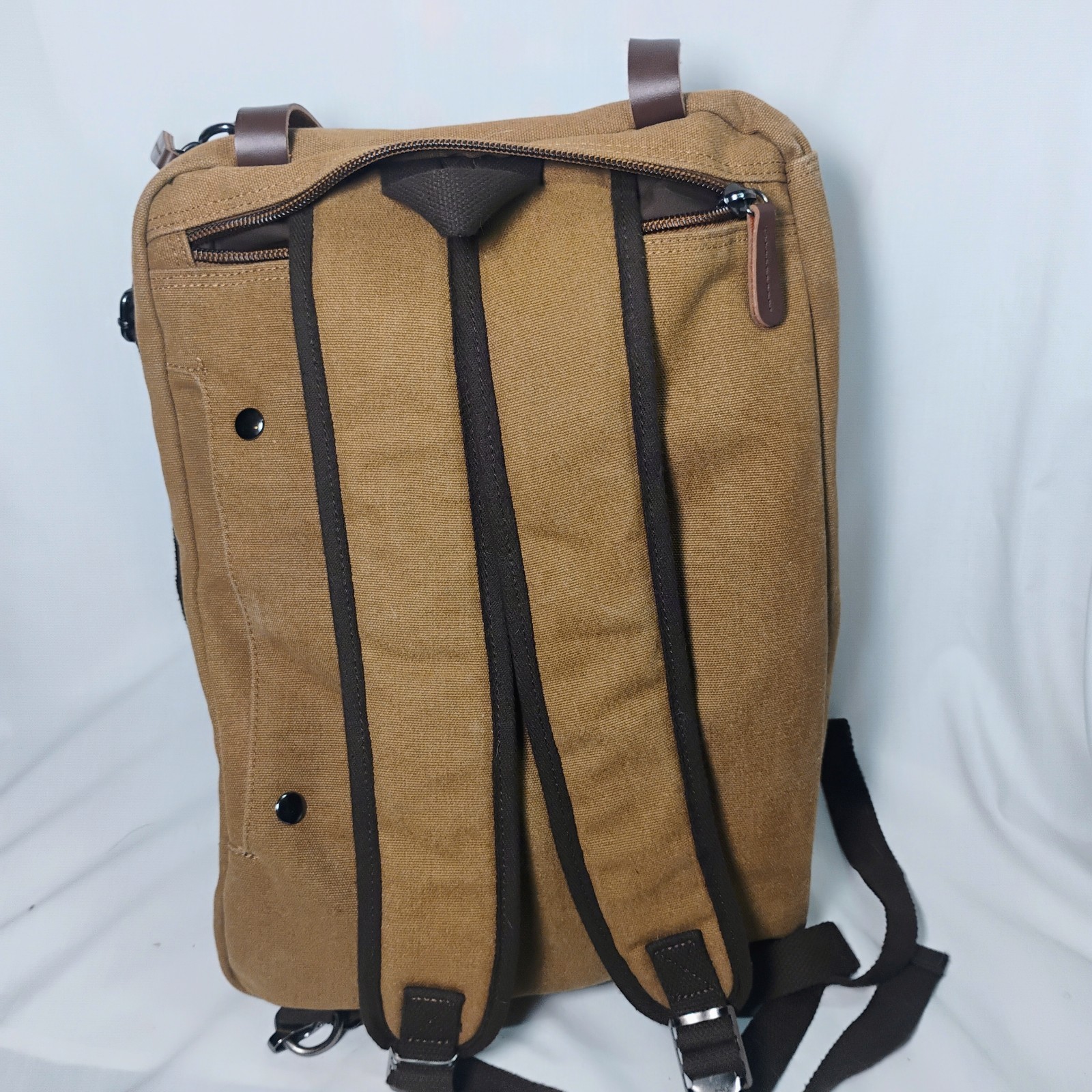 Large Brown Convertible Backpack  Bag Multi Pocke… - image 2