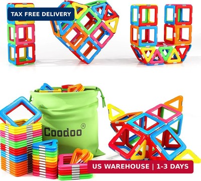 Coodoo Upgraded Magnetic Blocks Tough Tiles STEM Toys for 3+ Year Old Boys and G