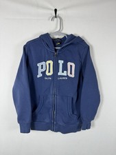 Polo Ralph Lauren Logo French Terry Full-Zip Blue Embroidered Hoodie Boys Size 6