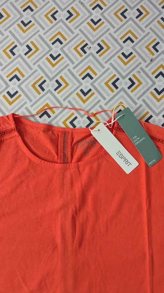 Camiseta Esprit de Algodón Orgánico - Nueva, Naranja, Talla -S - Imagen 2 de 4
