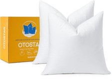 Pack of 2 down and Feather Throw Pillow Inserts, 24 X 24 Soft Fluffy Square Pill