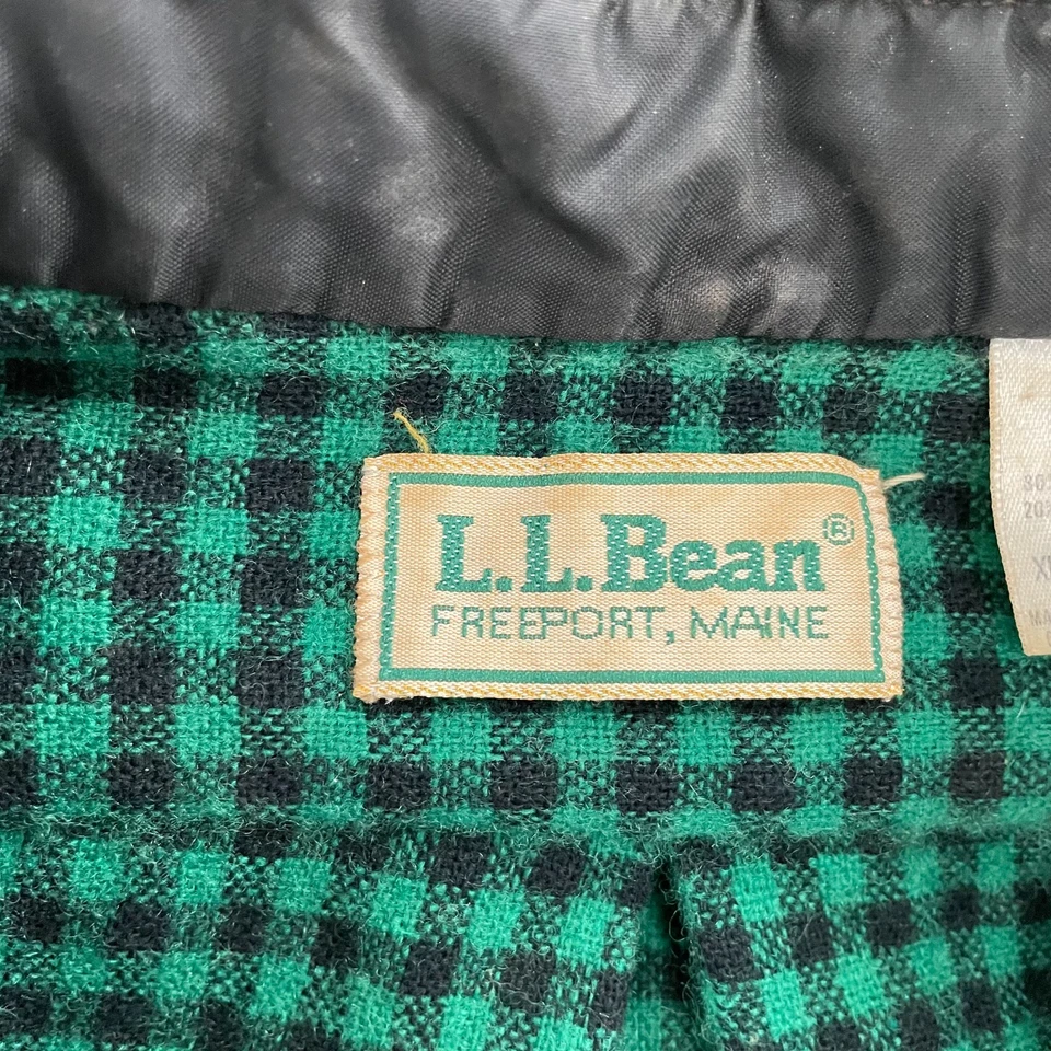 VINTAGE LL Bean Flannel Shirt Adult XL Green Plaid Lumberjack Wool Blend 70s 80s - Image 4 of 4