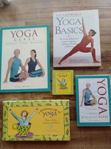 Lot of 5 YOGA, Basics, Class Books, Morning Cup 4 Set CD, Brimley & Carrico