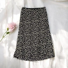 Polka Dot Slip Skirt Black White Mod Retro Whimsy Fairycore Goth Romantic Dreamy