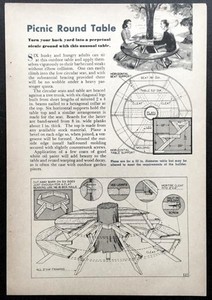 Round Picnic Table ~ Built around a tree ~ 1946 HowTo Build PLANS