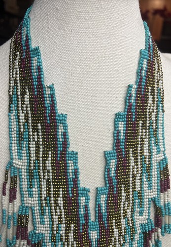 Vintage Southwestern Statement Quaste Halskette gewebte kleine Perlen 19 Zoll - Bild 9 von 9