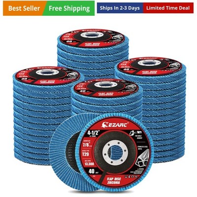 Flap Discs 40 Grit, 4 1/2 x 7/8-Inch Flap Sanding Disc, Type 29 Zirconia Grin...
