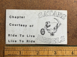 Vtg 1960s 1970s SATANS REBELS Motorcycle Club Gang COURTESY CARD Ride to Live