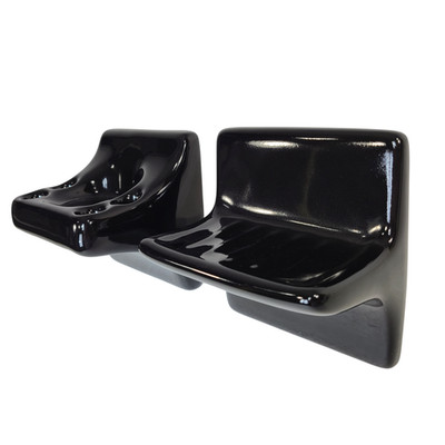 Vintage Black Ceramic Tile Soap Dish Tumbler Cup Tray Toothbrush Holder Set
