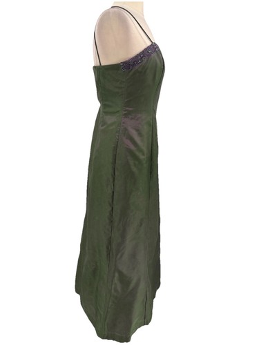 Vintage 90s Y2K Iridescent Dress Green Purple Prom Goth Fairy Grunge Beaded 8P - Picture 6 of 10