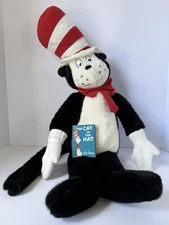 Dr. Seuss Cat in the Hat Plush Toy with Red Bow and Striped Hat