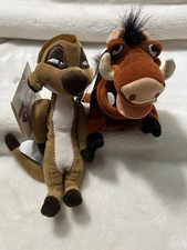 Vtg Disney Store Timon  Pumbaa Beanie The Lion King Mini Bean Bag Plush NWT 8"