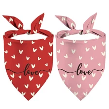 2 PCS Adjustable Holiday Party Triangle Reversible Pet Bandanas for Dogs Cats