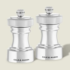 Hoxton Silver Plated Salt  Pepper Mill Set-Easily adjust the grind from fine.
