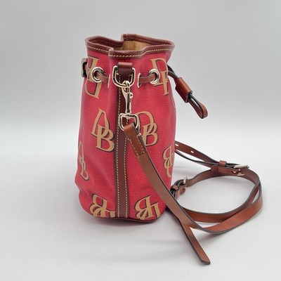 Dooney & Bourke Red Signature DB Logo Drawstring Bucket Bag