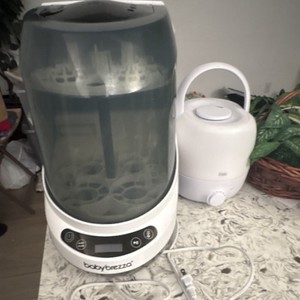 Baby Brezza Electric Baby Bottle Sterilizer w/ Digital Display, White/Gray
