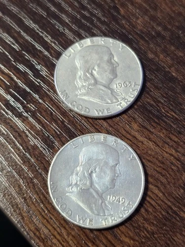 1909 D Barber Quarter 25C + 2 Franklin Halves 90% Silver US Coin CC27657