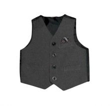 *Dress Vest  Baby Boy Size 12m Grey w/ Attached Hankie new worn