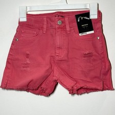Girls' High-Rise Distressed Midi Jean Dad Shorts - Art Class Pink Wash XL 14