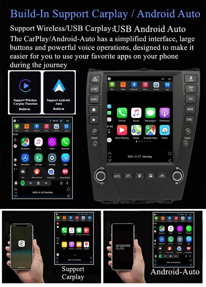 9.7" Android 11 Stereo Radio GPS For 2006-12 Lexus ES Series ES330 ES350 Carplay Foto 3 de 4