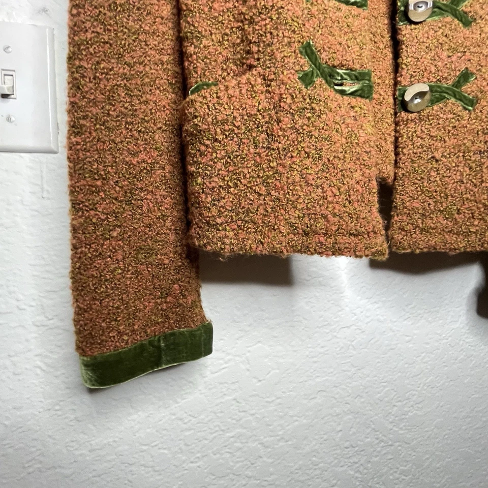 Suéter HWR Naranja Quemado Abotonado Talla Grande Mezcla de Lana Anthropologie Foto 2 de 4