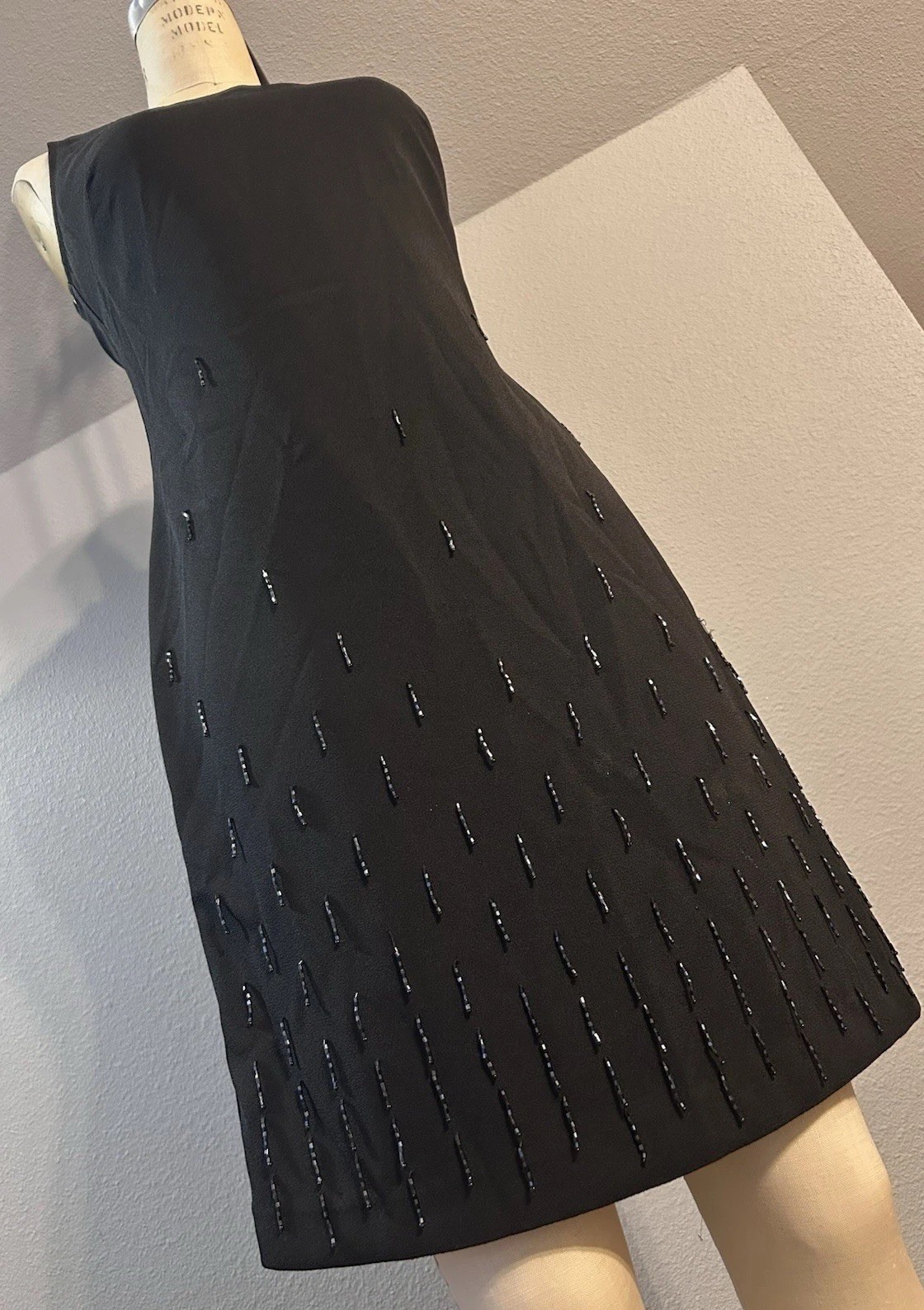 VTG NWT Joseph Ribkoff Black Sleeveless Beaded Cocktail Dress Sz 4 Small
