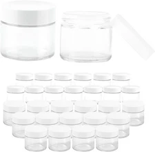 50 Small Round Glass Jars with Inner Liners for Cosmetics &